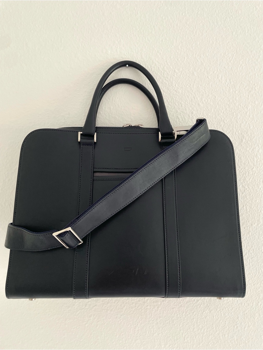 Carl Friedrik Palissy Briefcase, Navy Italian Vachetta Leather 15” Laptop Bag — image 2 of 8
